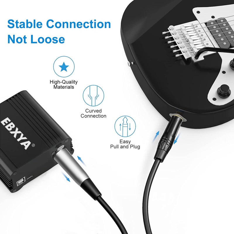 EBXYA 1/4'' TS Mono Guitar to XLR Male Unbalanced Cable 3 Ft, 6.35 Jack to XLR Cable, 2 Packs - Image 3